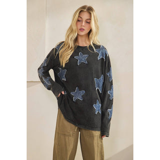 Moonfall Star Denim Pullover