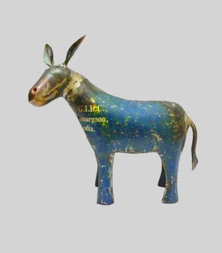 Donkey Blue Recycled Metal Animals