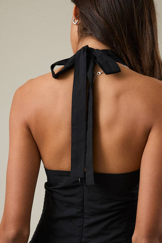 Midnight Lace Halter Dress