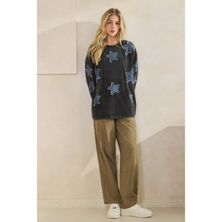 Moonfall Star Denim Pullover