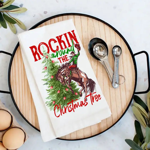 Rockin Around Christmas Tree Tea Towel