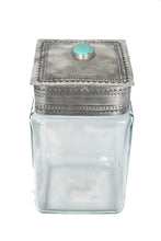 Load image into Gallery viewer, Stamped Turquoise Glass Canister