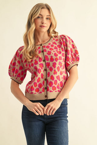 Wild Bloom Fuchsia Leopard Cardigan