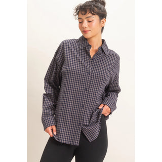 Navy Nights Plaid Top