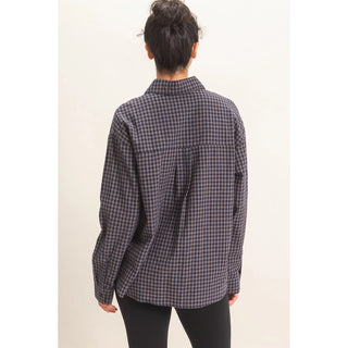 Navy Nights Plaid Top