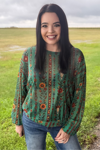 Desert Sage Western Mesh Top
