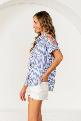 Azure Mosaic Shirt Top