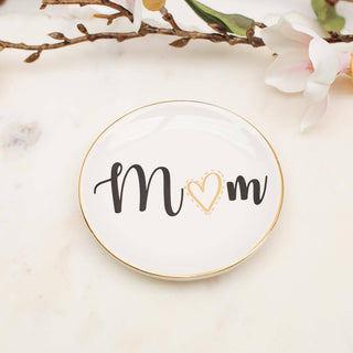 Mom Trinket Dish   White/Gold/Black   4x4