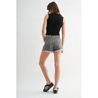 Leopard Monroe Frayed Shorts