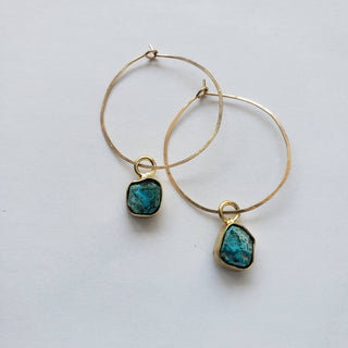 14k gold fill 1.5" Gemstone Hoops