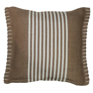 Rustic Striped Pillow - Coffee