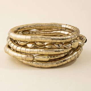 Five Piece Textured Bead Stretch Bracelet Set