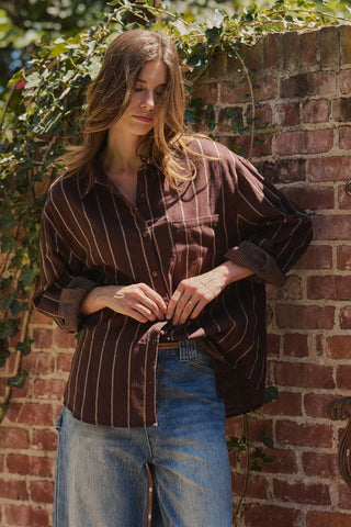 Canyon Stripe Oversized Button-Down Shirt