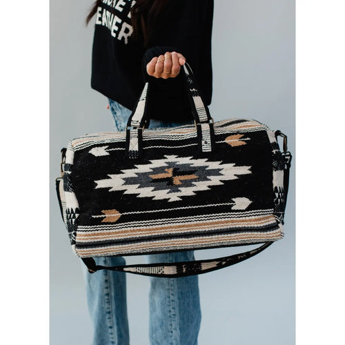 Black, Gray, Brown & Cream Aztec Duffel