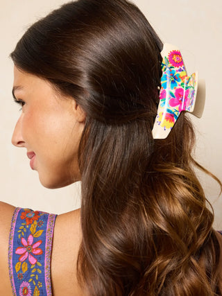Claw Clip - Cream Floral