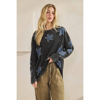 Moonfall Star Denim Pullover