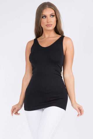 Double Take reversible seamless tank with V-neck and scoop-neck styling