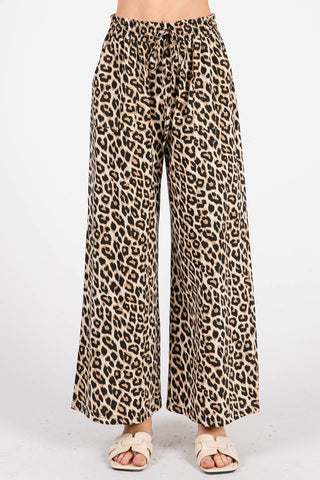 Leopard Print Wide Leg Pants