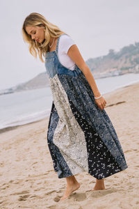 Washed Denim Top Overall Dress