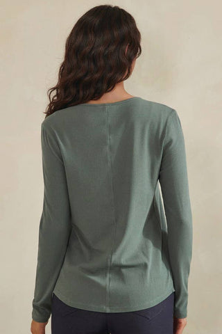Soft Season ribbed snap-front cardigan in Black and Smokey Olive
