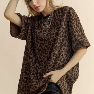 Carlin Leopard Rhinestone Stud Top