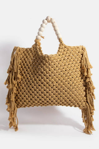 Eleanor Wooden Beaded Tote Bag
