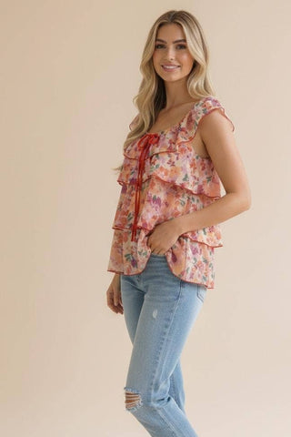 Peach Blossom Ruffle Blouse