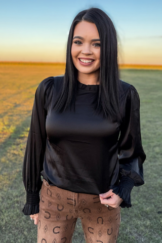 Sunday at the Ranch Black Blouse