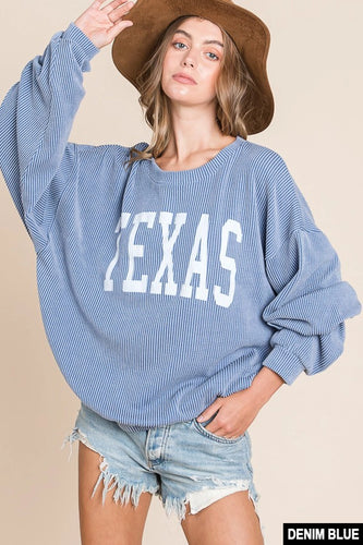 Texas Knit Sweater in Denim Blue