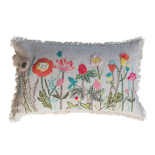 Embroidery Wildflower Lumbar Pillow
