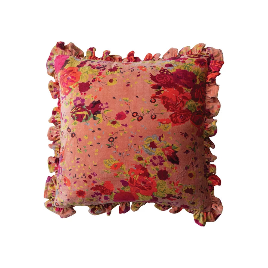 Square Cotton Velvet Printed Pillow