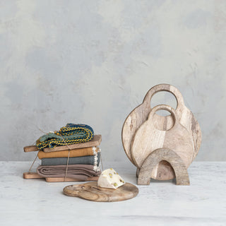 Cotton Dishcloth and Mango Wood Board Set