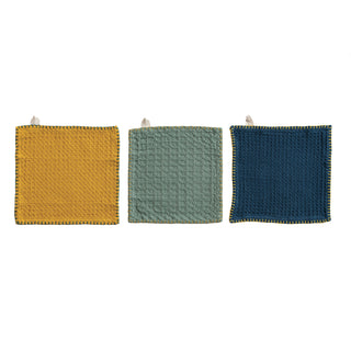 Cotton Dishcloth and Mango Wood Board Set
