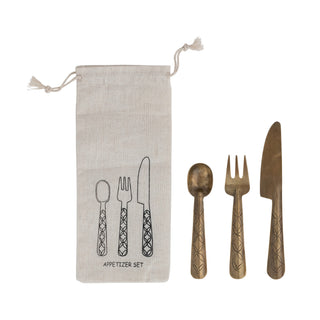 Golden Hour Hand-Forged Appetizer Utensils, Set of 3