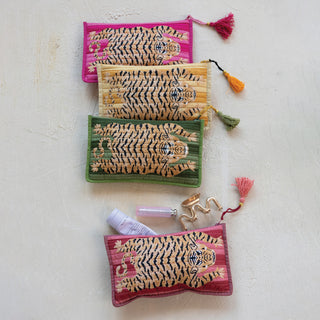Wild Tiger Cotton Voile Zip Pouch