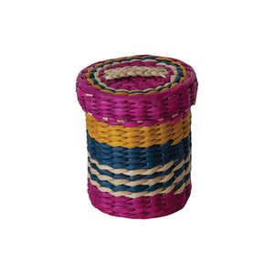 Seagrass Striped Toothpick Holder with Lid & Handle