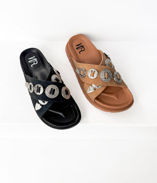 Western Buckle Sandal in Black