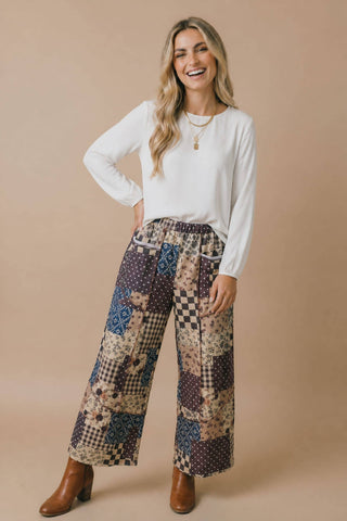 Patchwork Floral French Terry Pants