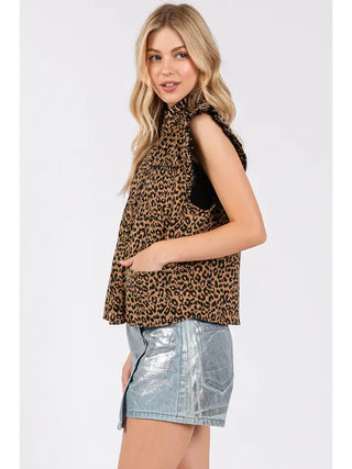 Alma Leopard Denim Vest