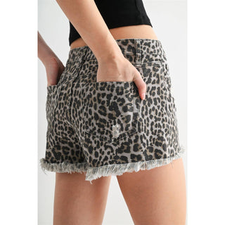 Leopard Monroe Frayed Shorts