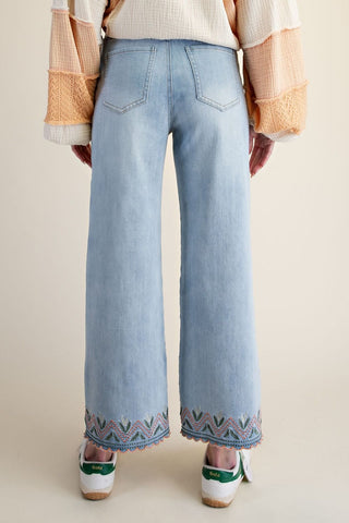 Blue Belle Embroidered Eyelet Jeans - by Easel