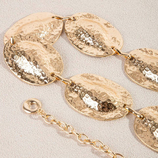 Hammered Metallic Oval Chain Belt