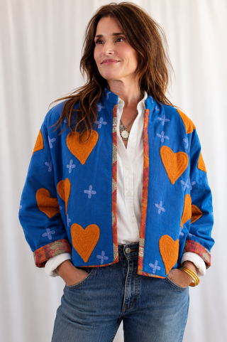 Electric Sunset Heart Appliqué Jacket