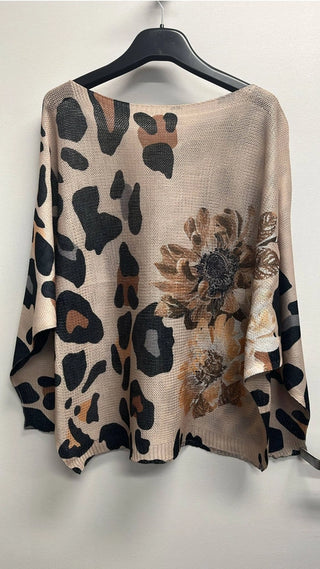 Wild Side Beige Leopard Knit Sweater