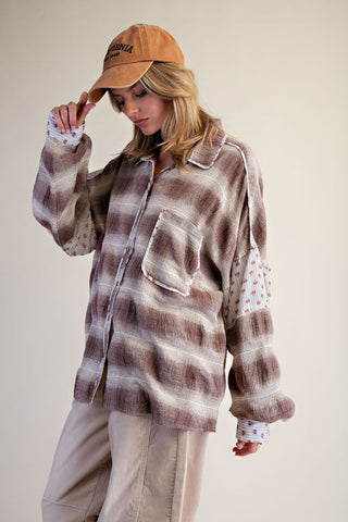 Toffee Button Down Top