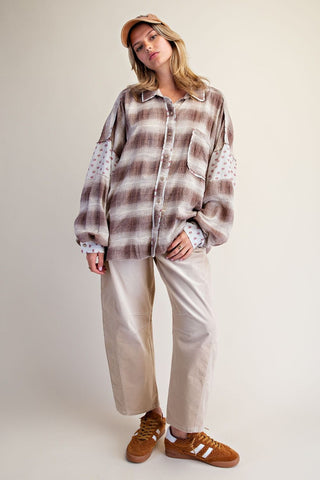 Toffee Button Down Top