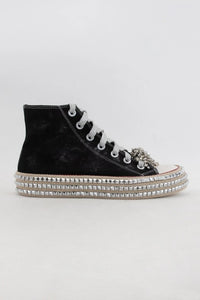 Bedazzeled Decor Rockstud Platform High Top Sneakers