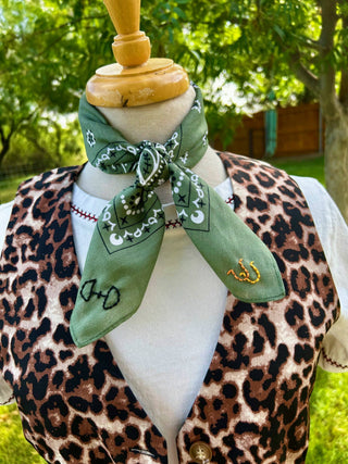 Embroidered Horse bit Bandana
