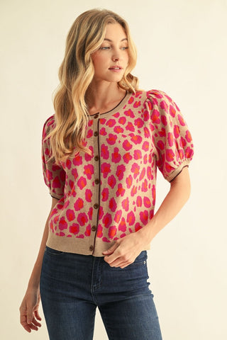 Wild Bloom Fuchsia Leopard Cardigan