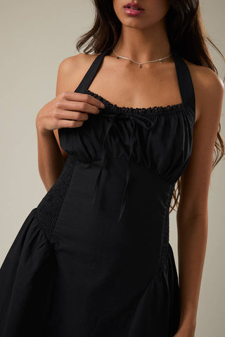 Midnight Lace Halter Dress